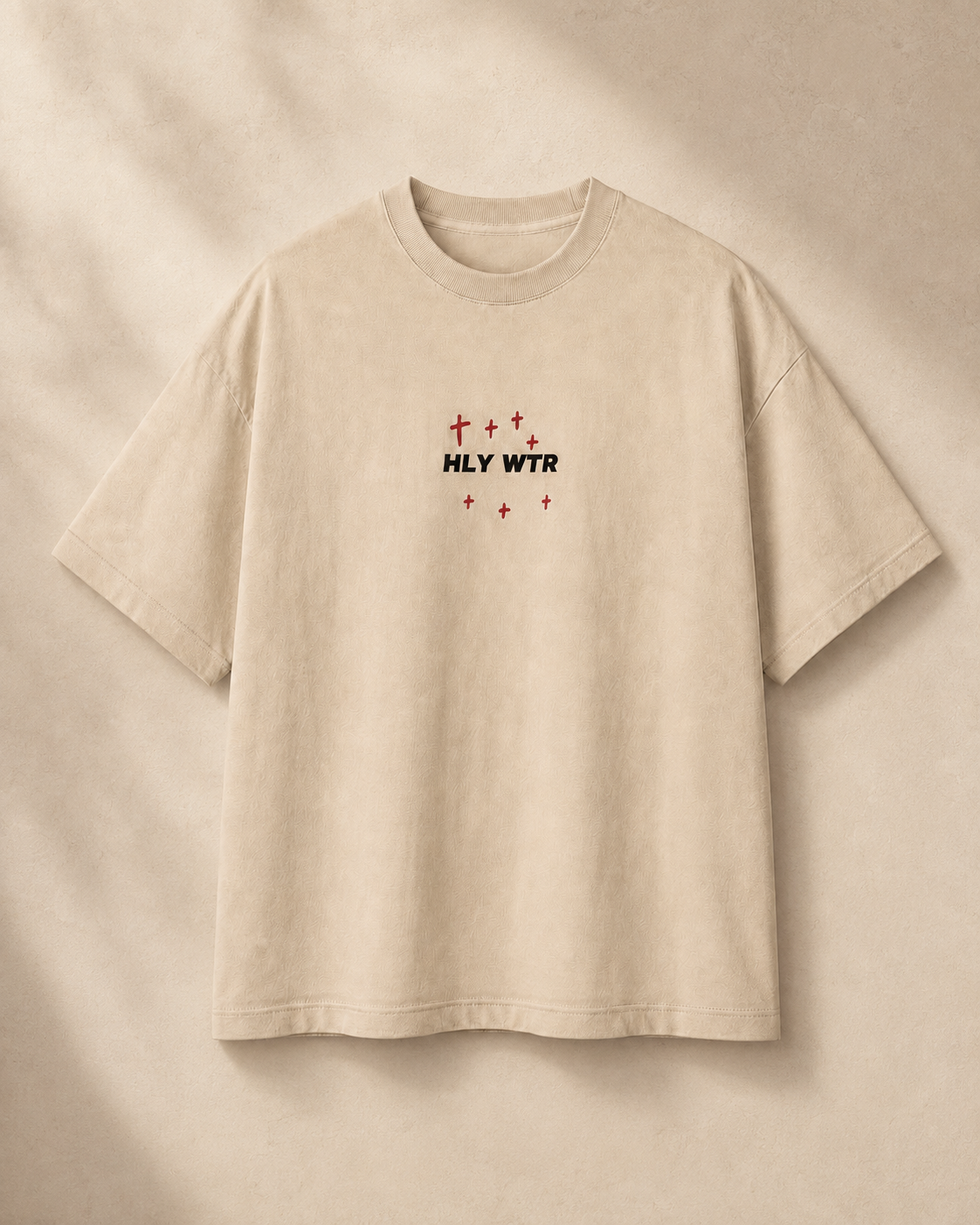 HLY WTR Core Oversized Tee — Seven Crosses (Stone)