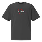 HLY WTR oversized tee front view crimson crosses